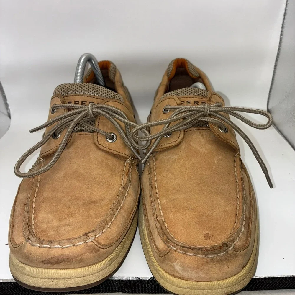 Sperry Top-Sider Mens Tan Nubuck Leather Mesh Boat Shoes Loafers 10.5 M